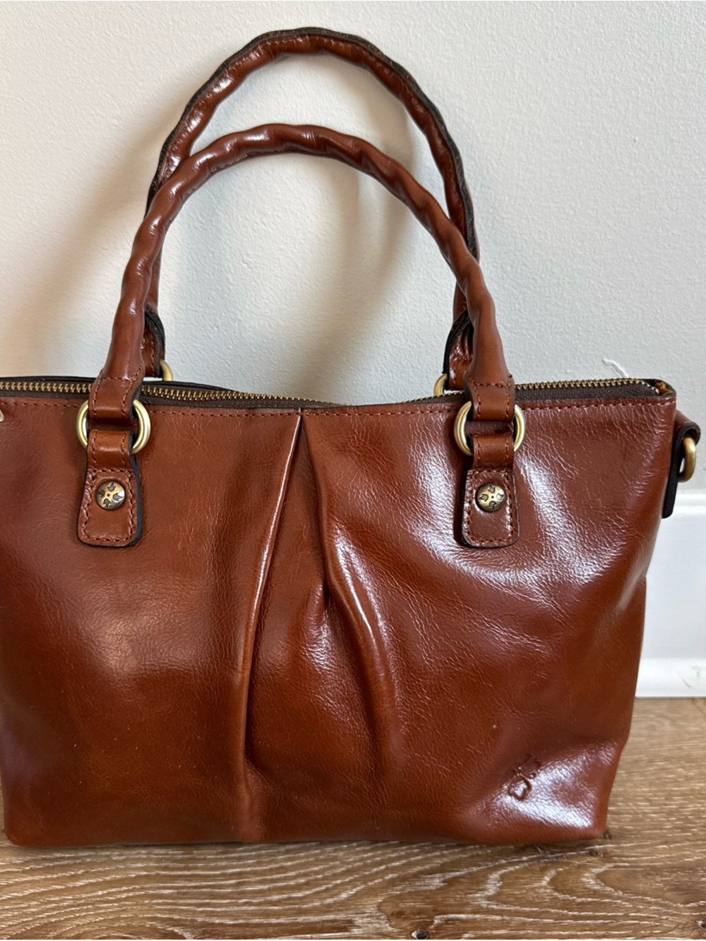 PATRICIA NASH Zora Smooth Leather In Cognac Medium Satchel Crossbody  NEW